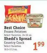 Foodarama Best Choice Frozen Potatoes Shedd's Spread Country Crock offer