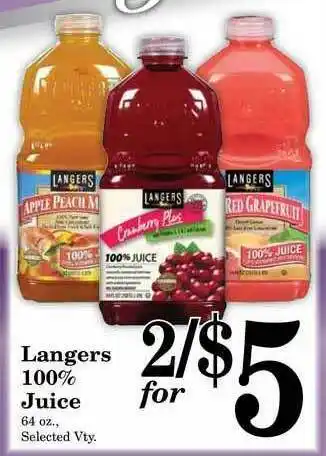 Harvest Foods Langers 100% Juice offer