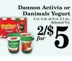 Harvest Foods Dannon Acyicia Or Danimals Yogurt offer