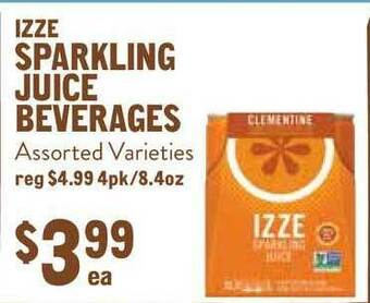 New Seasons Market Izze Sparkling Juice Beverages offer