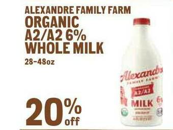 New Seasons Market Alexandre Family Farm Organic A2-A2 6% Whole Milk offer