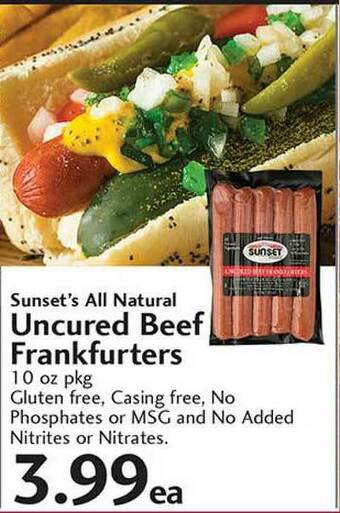 Sunset Foods Sunset's All Natural Uncured Beef Frankfurters offer