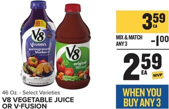 Food Lion V8 Vegetable Juice or V-Fusion 46 oz. offer