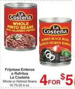 Arteagas Food Center Frijolese Enteros O Refritos La Costeña offer