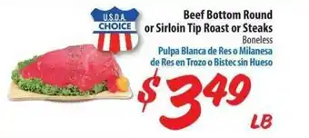 Food 4 Less Beef Bottom Round Or Sirloin Tip Roast Or Steaks offer