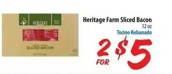 Food 4 Less Heritage Farm Sliced Bacon offer