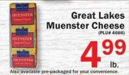 Food Bazaar Great Lakes Muenster Cheese offer