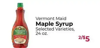 Roche Bros Vermont Maid Maple Syrup offer