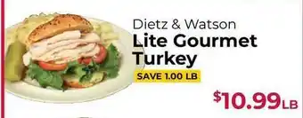 Roche Bros Dietz & Watson Lite Gourmet Turkey offer