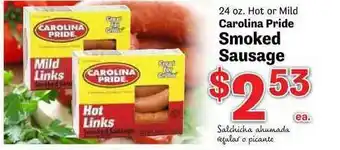 Food Depot Carolina Pride Smoked Sausage offer