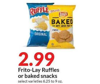 Hy-Vee Frito-lay Ruffles Or Baked Snacks offer