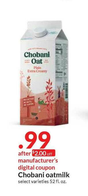 Hy-Vee Chobani Oatmilk offer