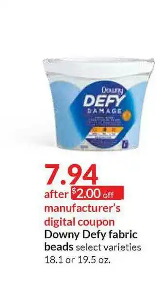 Hy-Vee Downy Defy Fabric Beads offer