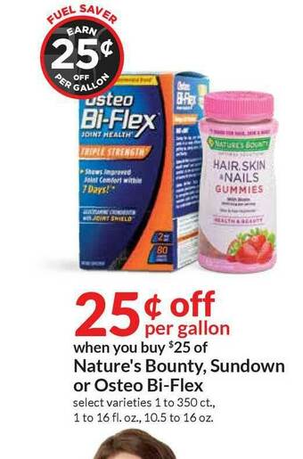 Hy-Vee Nature's Bounty , Sundown Or Osteo Bi-flex offer