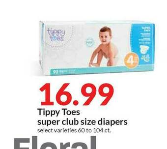 Hy-Vee Tippy Toes Super Club Size Diapers offer