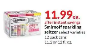 Hy-Vee Smirnoff Sparkling Seltzer offer