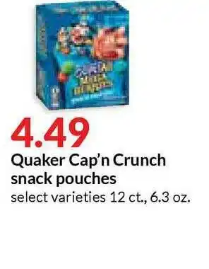 Hy-Vee Quaker Cap'n Crunch Snack Pouches offer