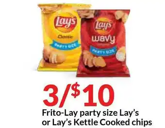 Hy-Vee Frito-Lay Party Size Lay's Or Lay's Kettle Cooked Chips offer