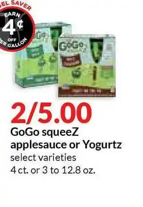 Hy-Vee GoGo Squeez Applesauce Or Yogurts offer