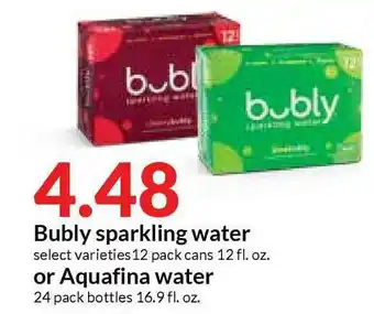Hy-Vee Bubly Sparkling Water Or Aquafina Water offer