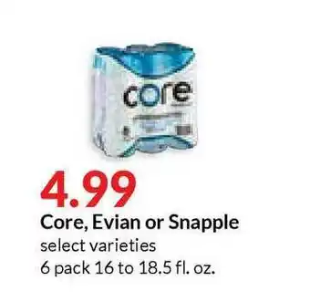 Hy-Vee Core , Evian Or Snapple offer
