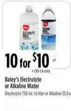 Nob Hill Raley's Electrolyte Or Alkaline Water offer