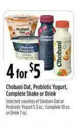 Chobani Oat , Probiotic Yogurt , Complete Shake Or Drink