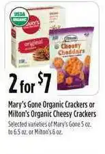 Nob Hill Mary's Gone Organic Crackers Or Milton's Organic Cheesy Crackers offer