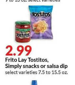 Hy-Vee Frito Lay Tostitos, Simply Snacks Or Salsa Dip offer