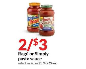 Hy-Vee Ragu Or Simply Pasta Sauce offer