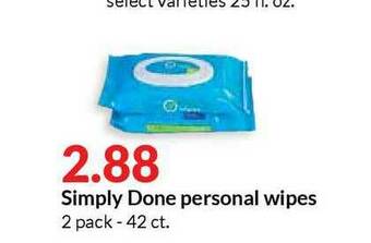 Hy-Vee Simply Done Personal Wipes offer