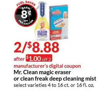 Hy-Vee Mr. Clean Magic Eraser Or Clean Freak Deep Cleaning Mist offer