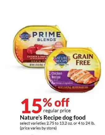 Hy-Vee Nature's Recipe Dog Food offer