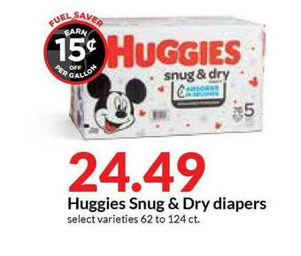 Hy-Vee Huggies Snug & Dry Diapers offer