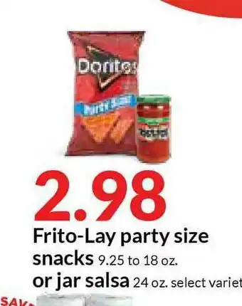 Hy-Vee Frito-Lay Party Size Snacks Or Jar Salsa offer