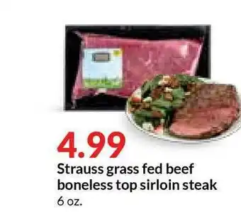Hy-Vee Strauss Grass Fed Beef Boneless Top Sirloin Steak offer