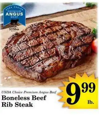 Harvest Foods USDA Choice Premium Angus Beef Boneless Beef Rib Steak offer