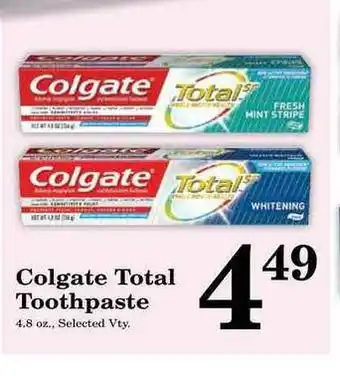 Harvest Foods Colgate Total Toothpaste offer