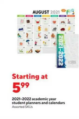 Staples 2021-2022 Academic Year Student Planners And Calenders offer