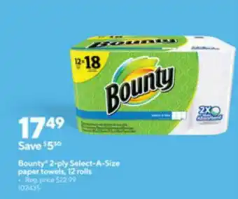 Staples Bounty 2-ply Select-a-size Paper Towels, 12 Rolls offer