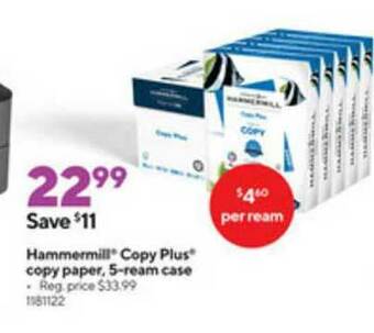 Staples Hammermill Copy Plus Copy Paper , 5-ream Case offer