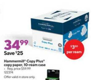 Staples Hammermill Copy Plus Copy Paper , 10-ream Case offer