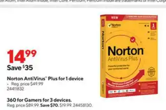 Norton Antivirus Plus For 1 Device , 360 For Gamers For 3 Devices