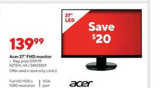 Staples Acer 27 offer