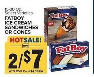 Food Lion Fatboy Ice Cream Sandwiches Or Cones offer