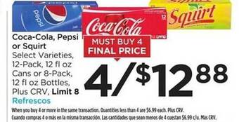 Foods Co Coca-cola, Pepsi Or Squirt offer