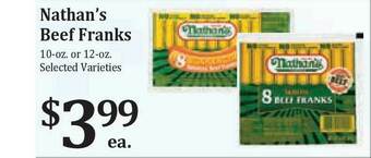 Rosauers Nathan's Beef Franks offer
