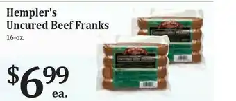 Rosauers Hempler's Uncured Beef Franks offer