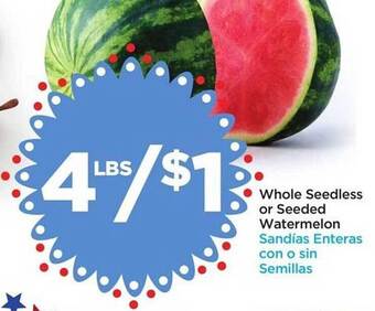 Food 4 Less Whole Seedless Or Seeded Watermelon offer