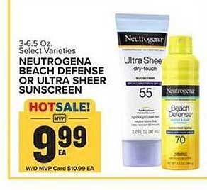 Food Lion Neutrogena Beach Defense Or Ultra Sheer Sunscreen offer